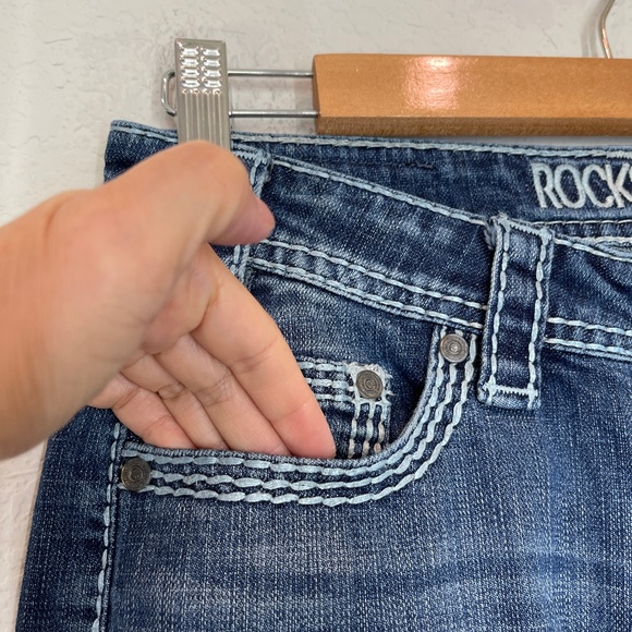 Rock & Roll Cowgirl Dark Blue Boot Cut Jeans - Picture 4 of 16